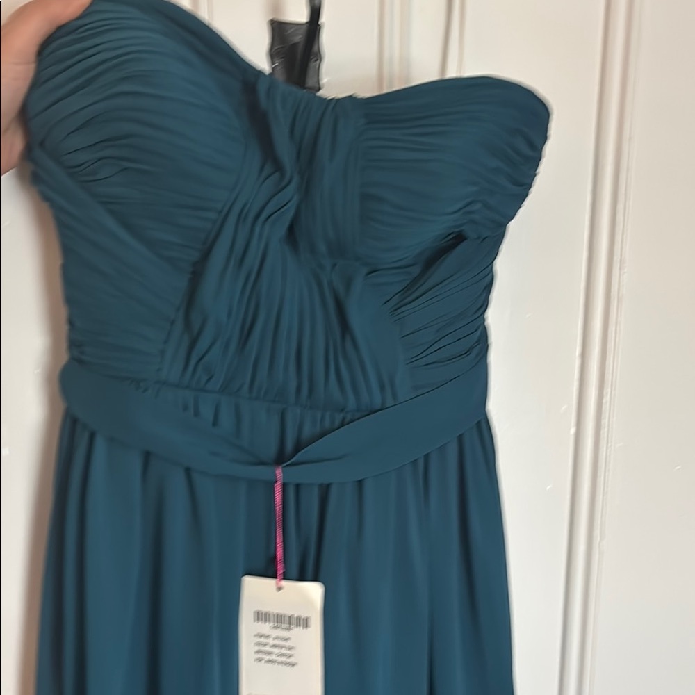 Elegant Teal Strapless Maxi Dress